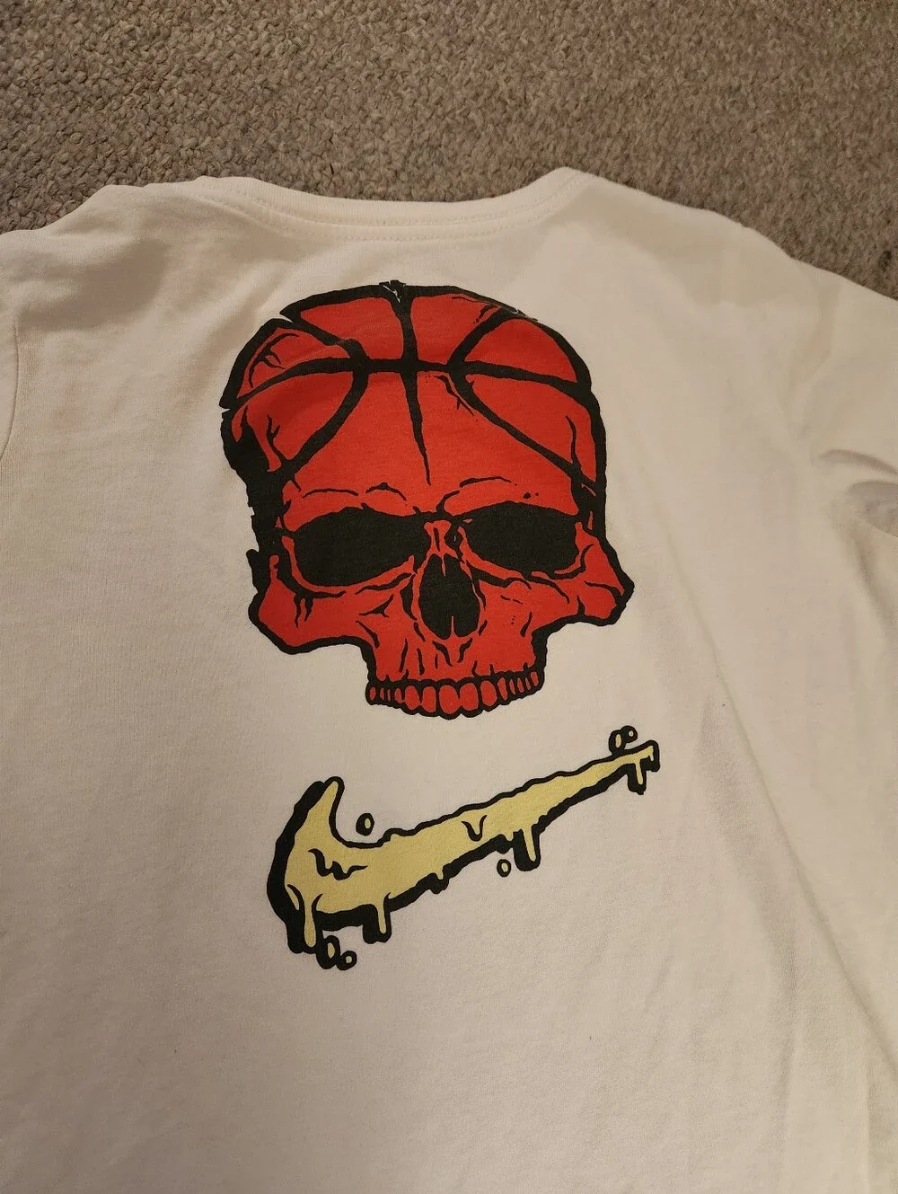 Nike Kids' White Short Sleeve Tee with Yellow Chest Graphic